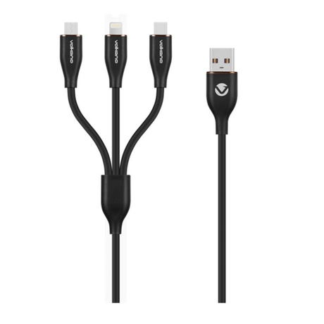 Volkano Flexi Series 3-in-1 Charging Cable 1.5m Black VK-20271-BK