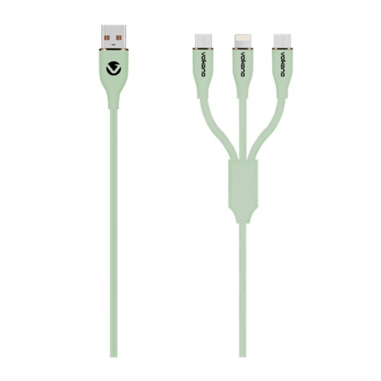 Volkano Flexi Series 3-in-1 Charging Cable 1.5m Green VK-20271-GR