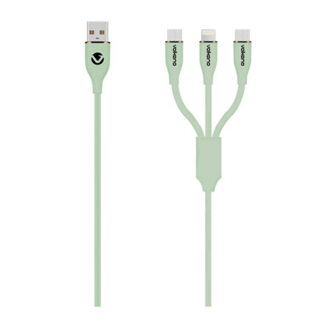 Volkano Flexi Series 3-in-1 Charging Cable 1.5m Green VK-20271-GR