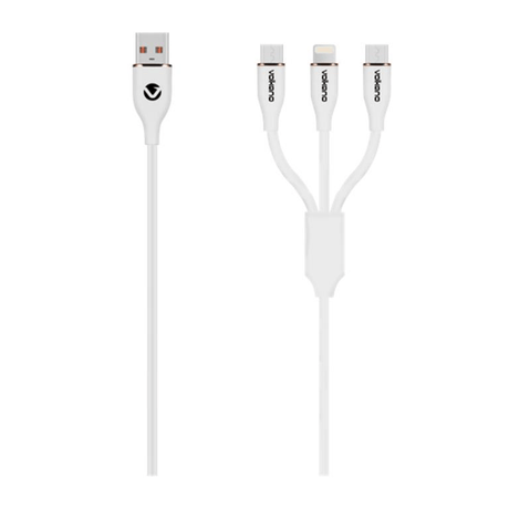 Volkano Flexi Series 3-in-1 Charging Cable 1.5m White VK-20271-WT