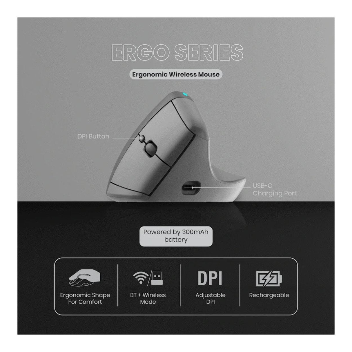 Volkano X Ergo Bluetooth Wireless Mouse VK-20301-BK