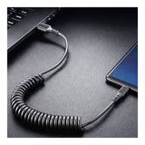 Volkano Helix Series 60W Type-C to Type-A Coiled Cable 1m Black VK-20376-BK