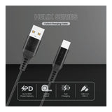 Volkano Helix Series 60W Type-C to Type-A Coiled Cable 1m Black VK-20376-BK