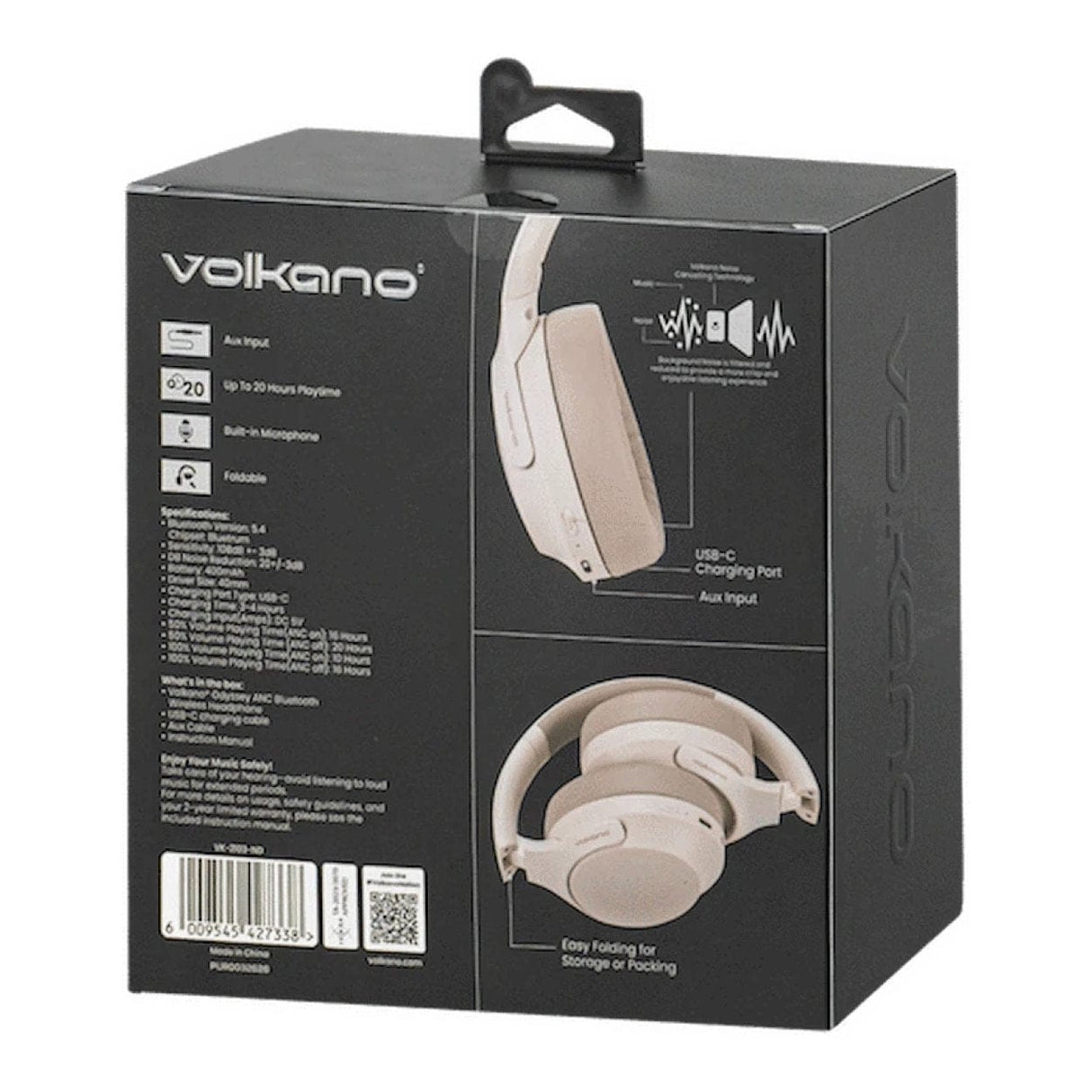 Volkano Odyssey ANC Bluetooth Wireless Headphone Nude VK-2103-ND