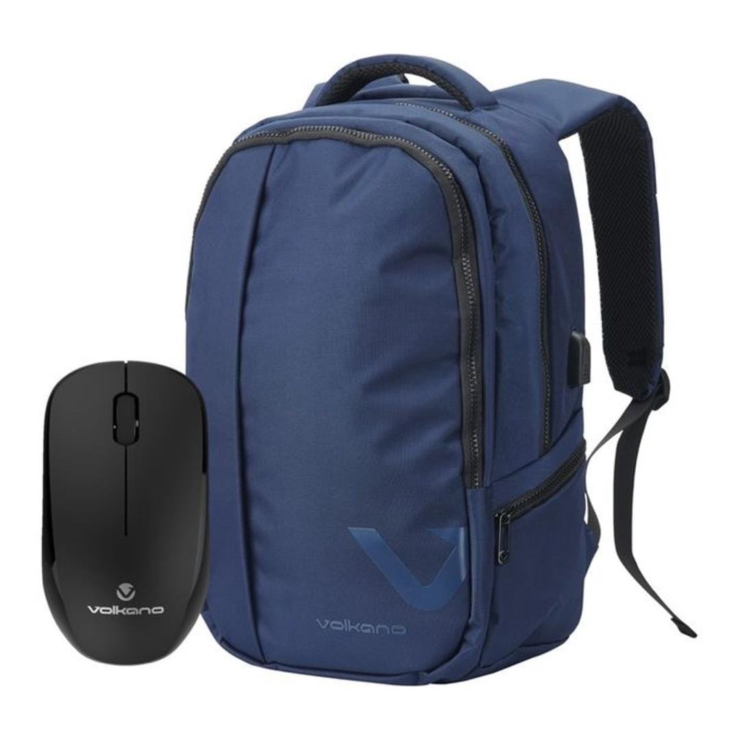 Volkano Midtown 15.6-inch Notebook Backpack with Crystal Series Wireless Mouse Blue VK-30054-BL