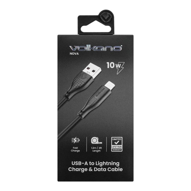 Volkano Nova Series 10W Type-A to Lightning TPE Cable Black VK-30090-BK