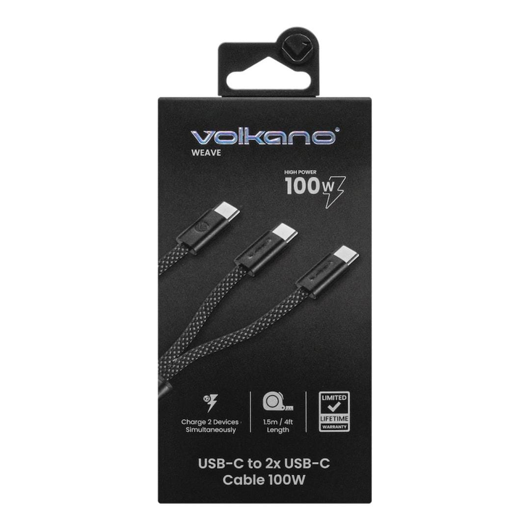 Volkano Weave Series 100W 2-in-1 Cable 1.5m VK-30238-BK