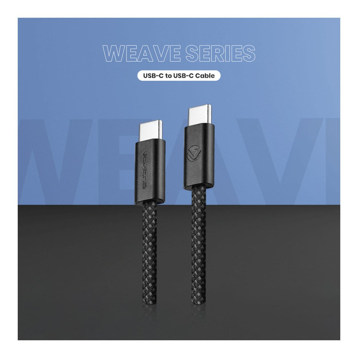 Volkano Weave Series 60W Type-C Male to Male Cable 1.2m Black VK-30260-BK