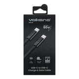 Volkano Weave Series 60W Type-C Male to Male Cable 1.2m Black VK-30260-BK