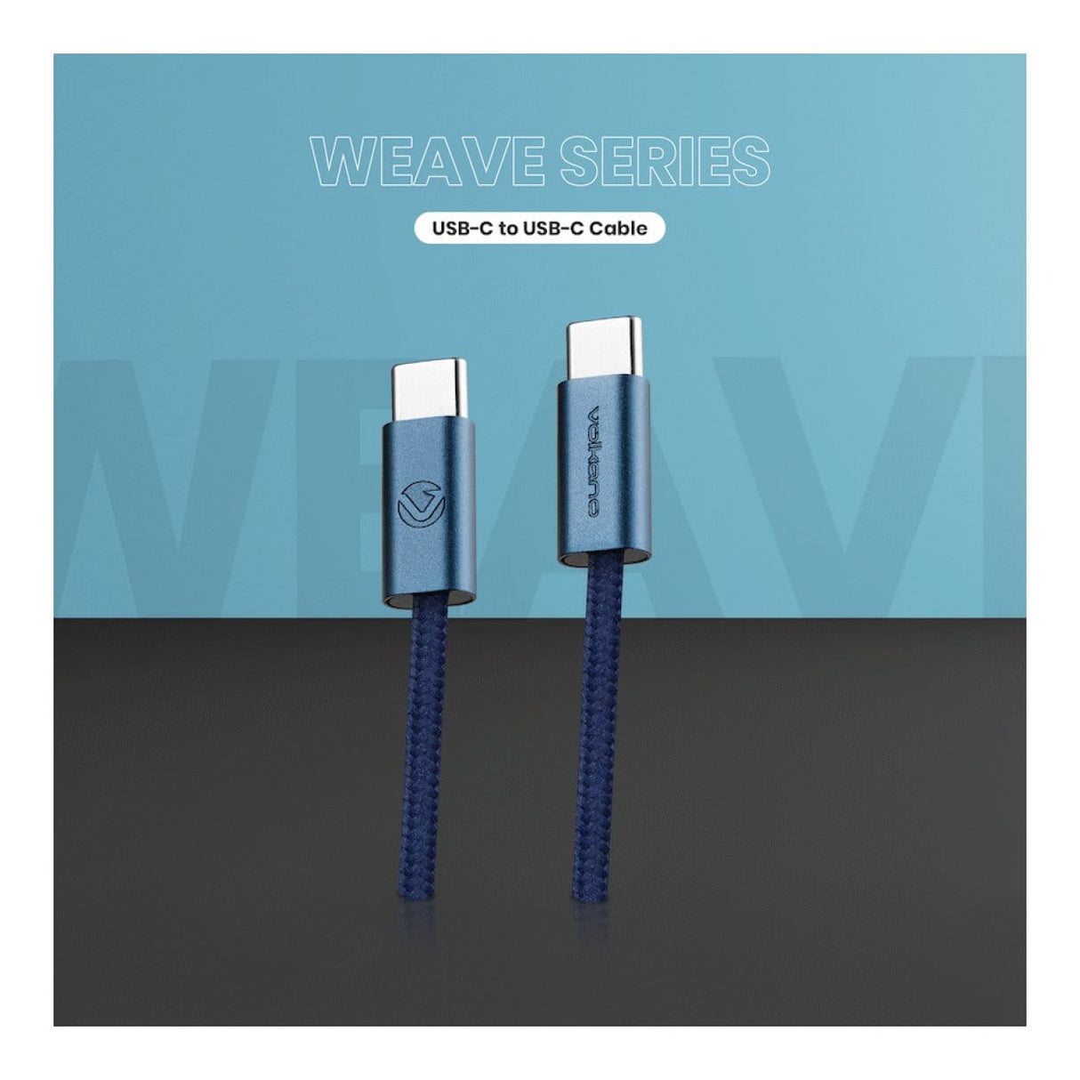 Volkano Weave Series 60W Type-C Male to Male Cable 1.2m Blue VK-30260-BL