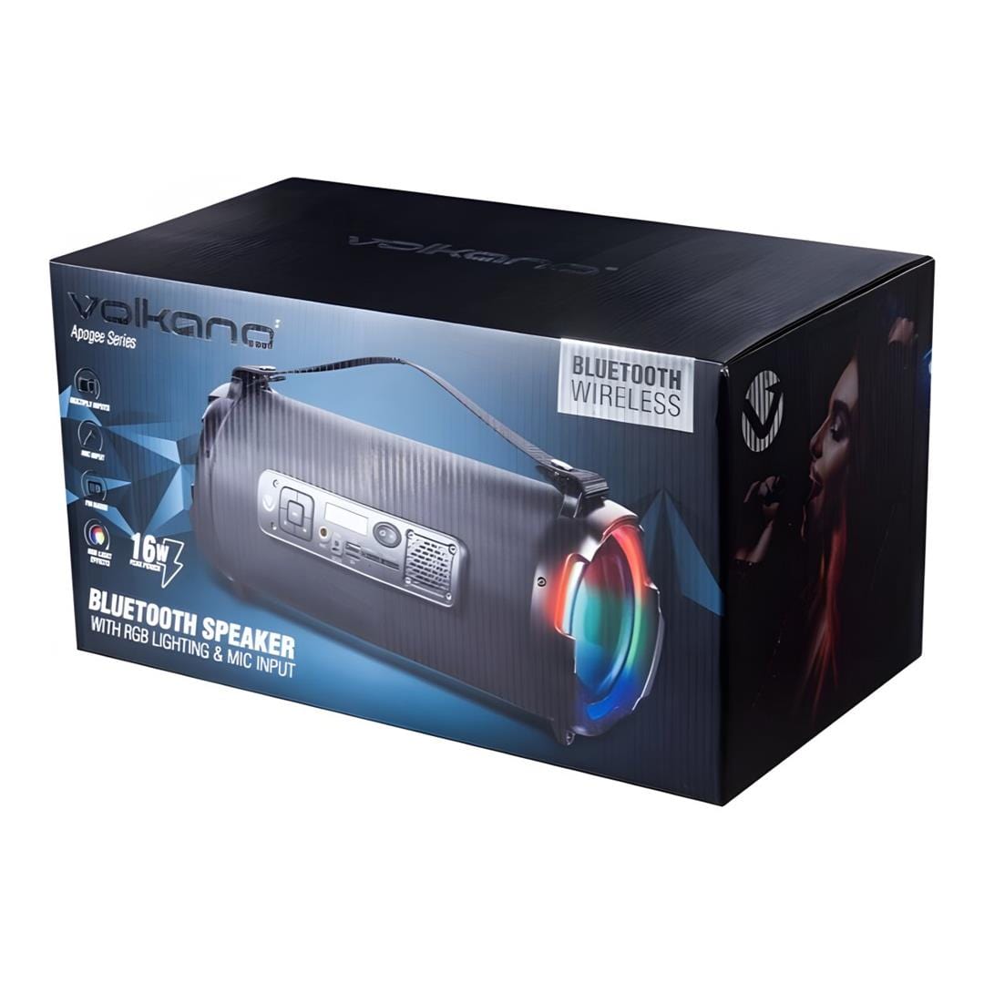Volkano Apogee Series Bluetooth Speaker with RGB Lighting and Mic input VK-3456-BK