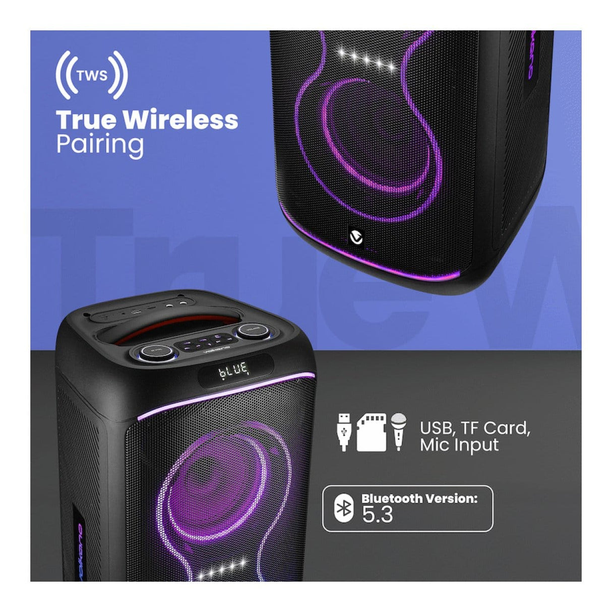 Volkano Elite Series Dual 6.5 Party Speaker VK-3904-D65-BK