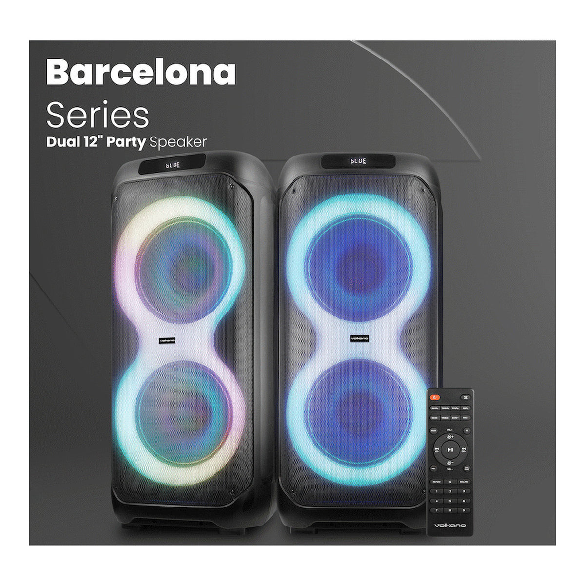 Volkano Barcelona Series Dual 12-inch Party Speaker VK-3906-D12-BK