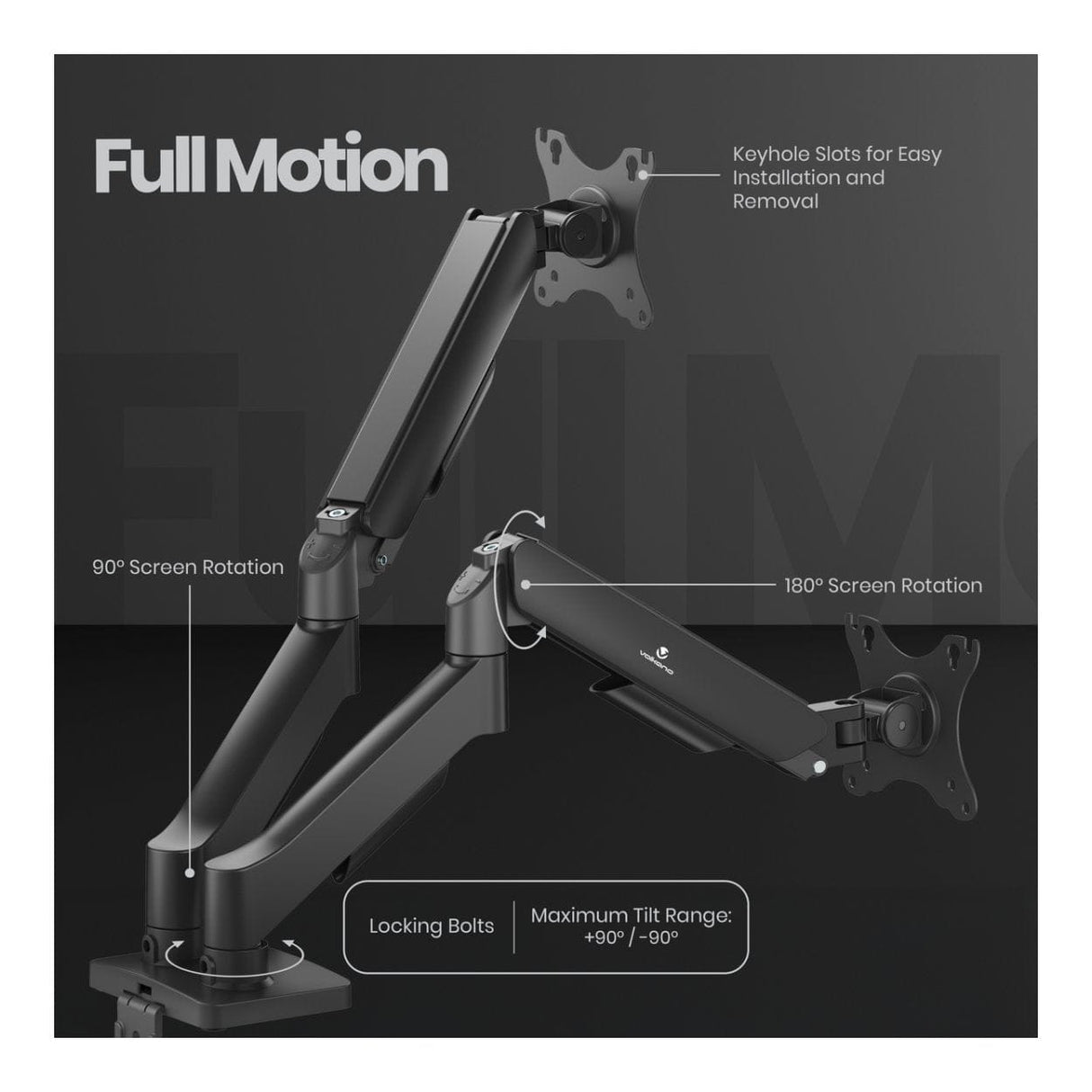 Volkano Steel Series 17-32-inch Full Motion Dual Monitor Desk Mount VK-4039-BK