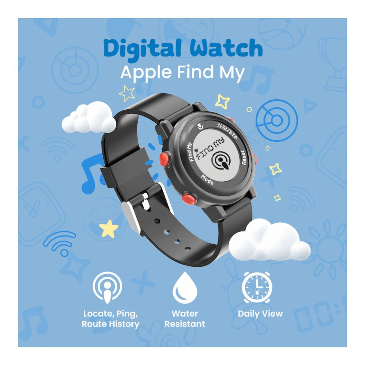 Volkano Kids Digital 3ATM Waterproof Watch Black VK-5032-BLK