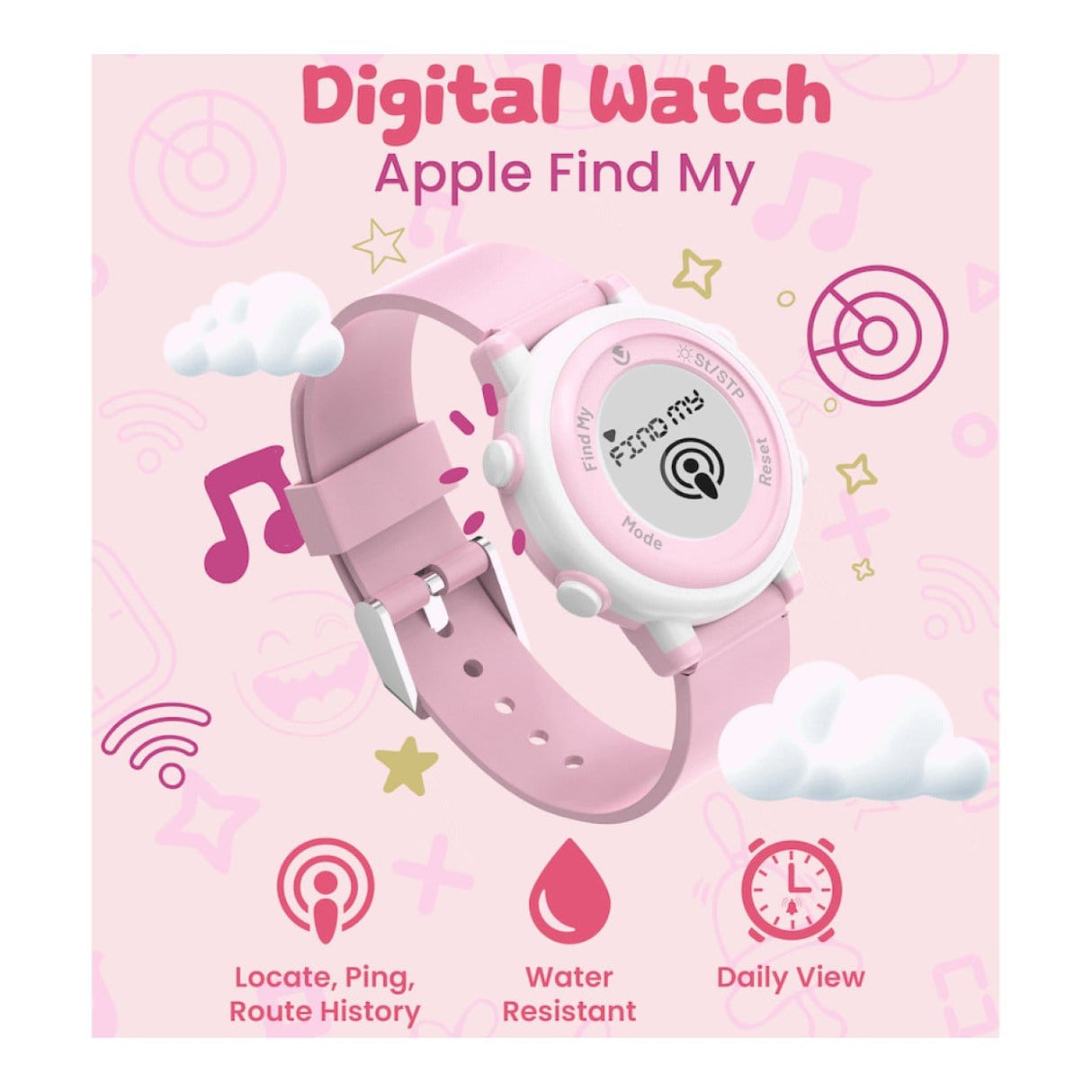 Volkano Kids Digital 3ATM Waterproof Watch Pink VK-5032-PNK