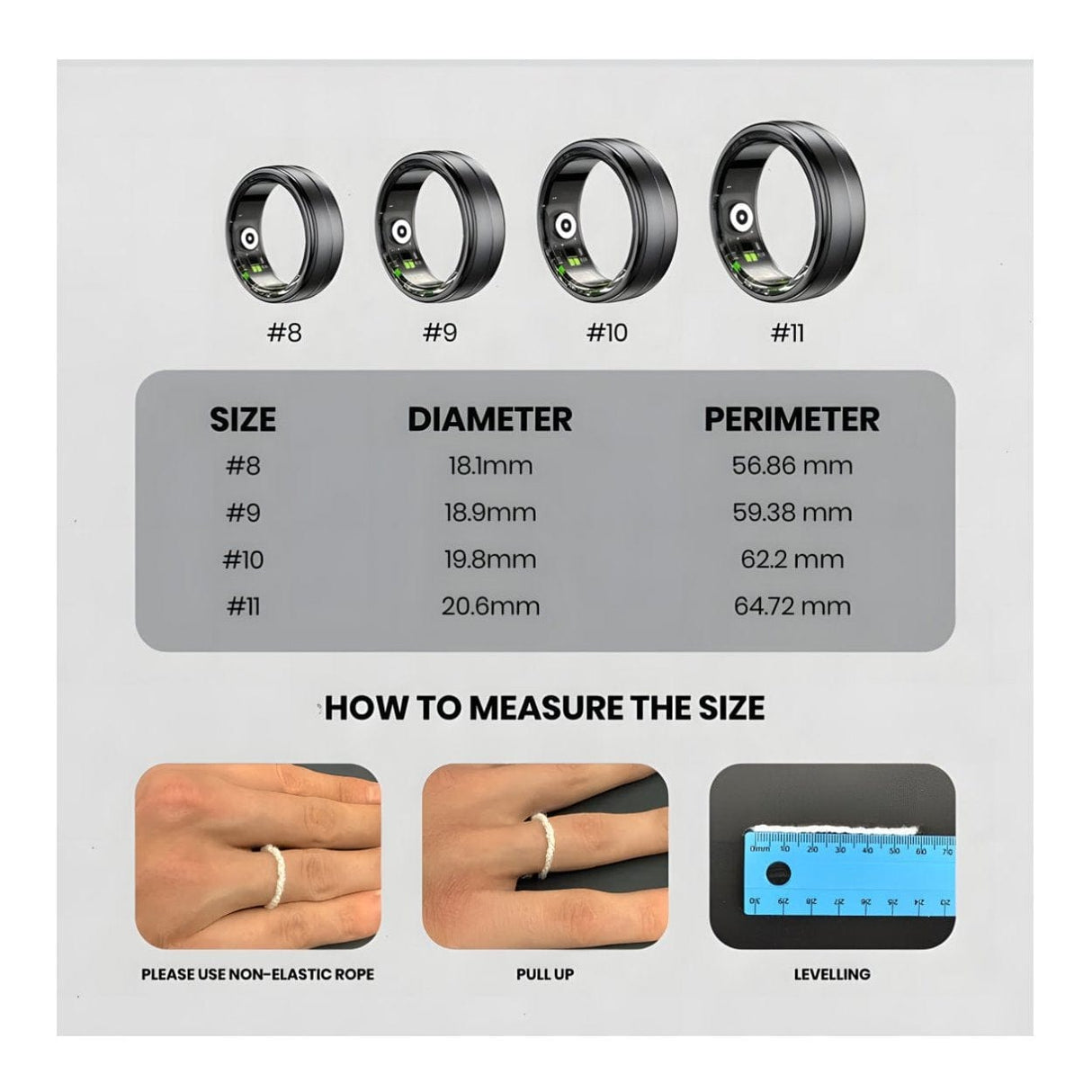 Volkano Ring Series Smart Ring with Charge Case - Black 18.1mm VK-5098-BK-18.1(V2)