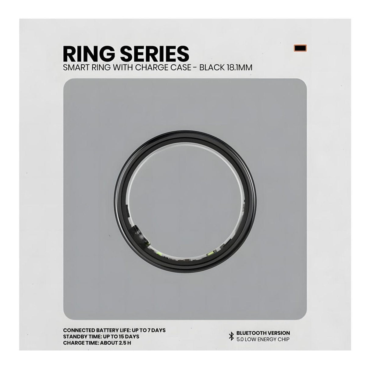 Volkano Ring Series Smart Ring with Charge Case - Black 18.1mm VK-5098-BK-18.1(V2)