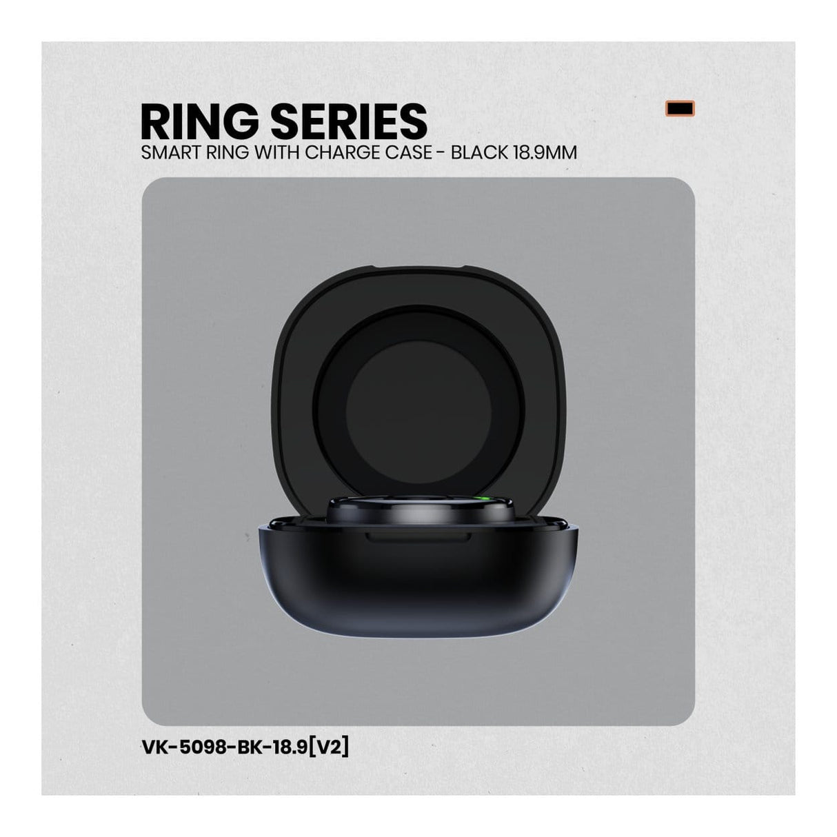 Volkano Ring Series 18.9mm Smart Ring with Charge Case - Black VK-5098-BK-18.9(V2)