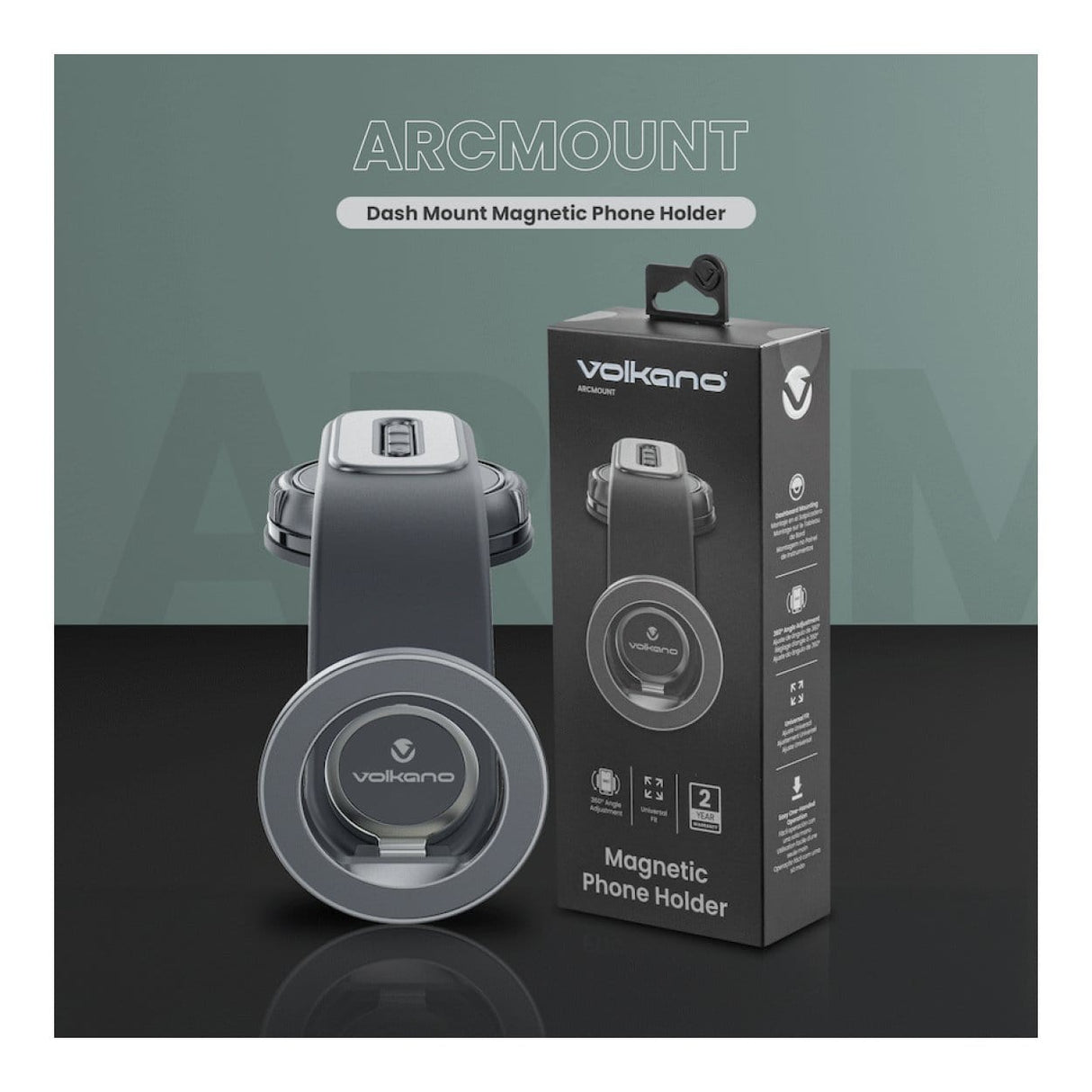 Volkano Arcmount Bendable Dash Mount Phone Holder Black VK-5304-BK