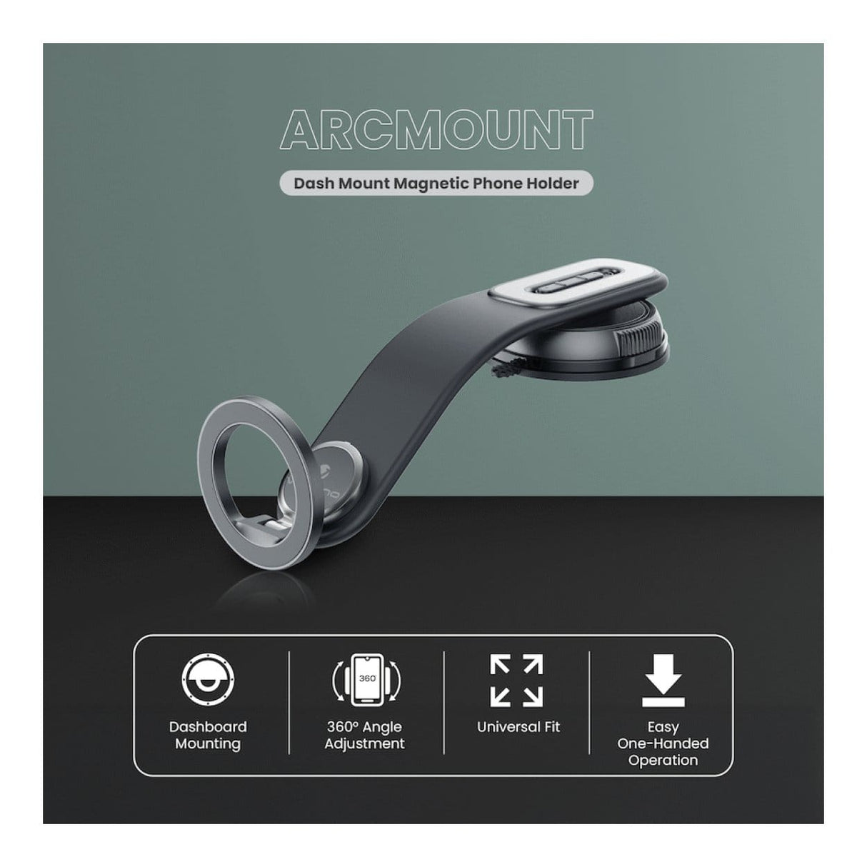Volkano Arcmount Bendable Dash Mount Phone Holder Black VK-5304-BK