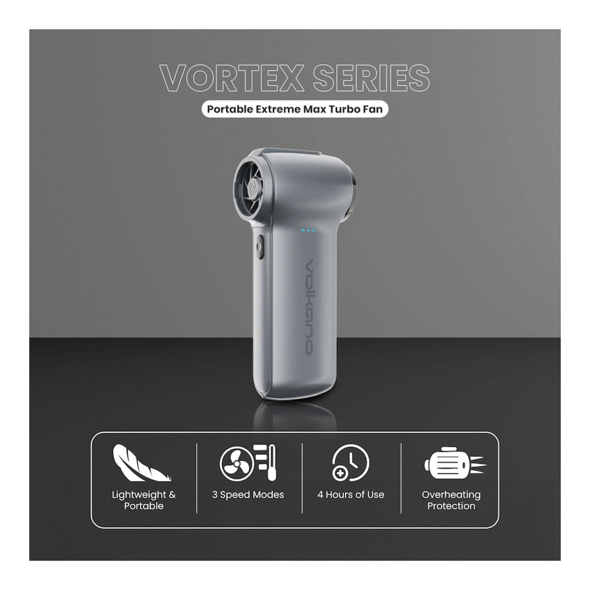 Volkano Vortex Series Portable Extreme Max Turbo Fan Gun Metal VK-6102-GM