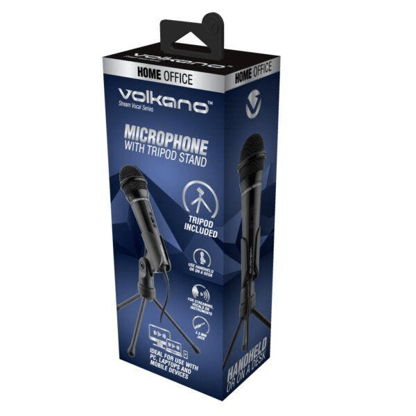 Volkano Stream Vocal Microphone with Tripod Stand VK-6519-BK