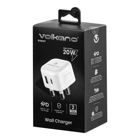 Volkano Current Plus Series 4.2A Dual USB 3-pin Wall Charger White VK-8014-WT