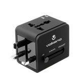 Volkano International Series with 2-port USB Charge Travel Adapter VK-8016-BK