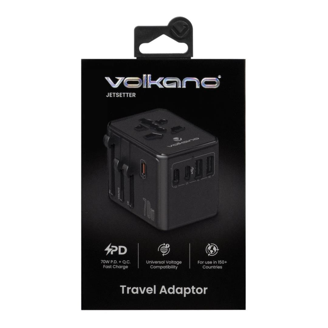 Volkano Jetsetter Series 70W PD Travel Adaptor Black VK-8027-70-BK