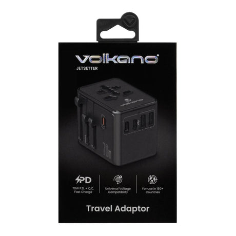 Volkano Jetsetter Series 70W PD Travel Adaptor Black VK-8027-70-BK