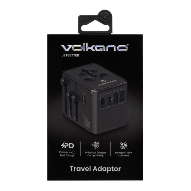 Volkano Jetsetter Series 70W PD Travel Adaptor Black VK-8027-70-BK