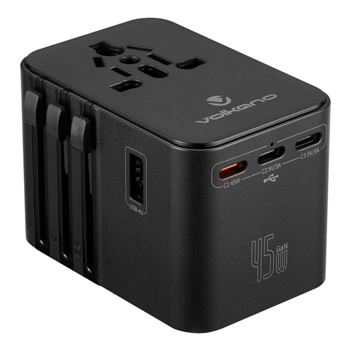 Volkano Jetsetter Series 45W PD Travel Adaptor Black VK-8027-BK