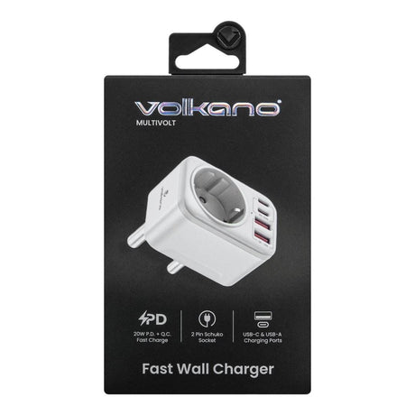Volkano MultiVolt Series 20W SA Plug to Multi Travel Socket VK-8031-WT