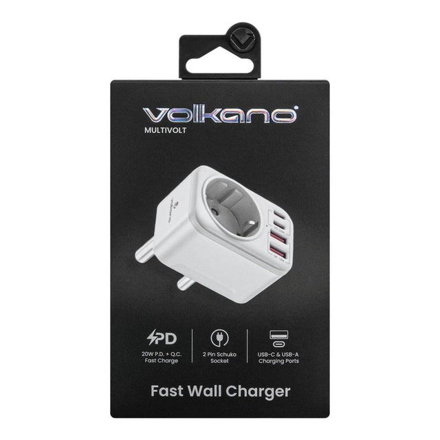 Volkano MultiVolt Series 20W SA Plug to Multi Travel Socket VK-8031-WT