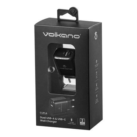 Volkano Cupla Series 12W Dual Wall Charger Black VK-8041-BK(V2)