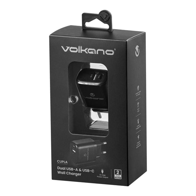Volkano Cupla Series 12W Dual Wall Charger Black VK-8041-BK(V2)