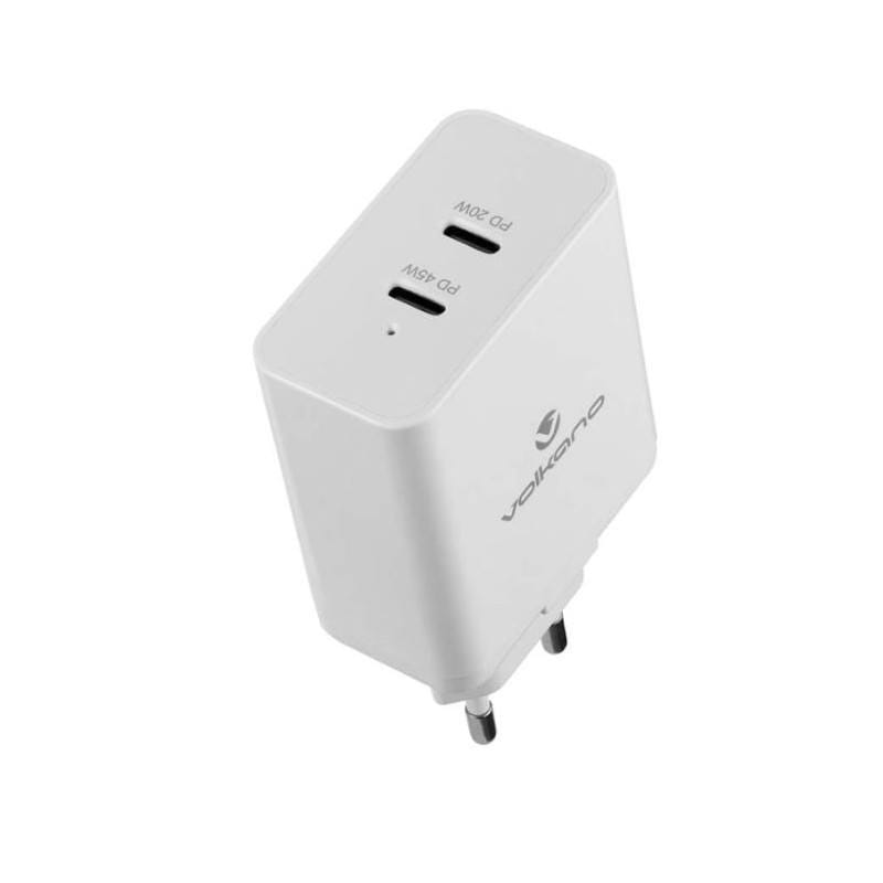 Volkano Potent Duo Series 65W Dual PD Compact Wall Charger VK-8055-WT