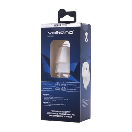 Volkano Dyna Ultra Compact PD 20W Fast Wall Charger VK-8056-WT