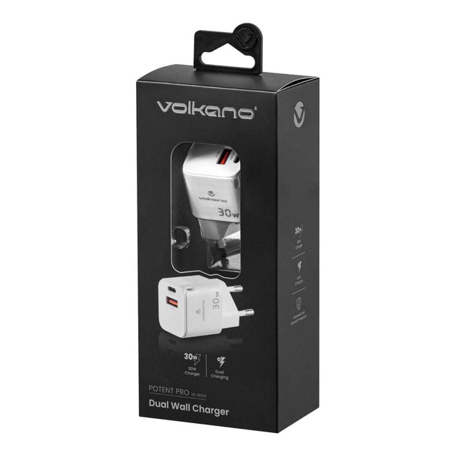 Volkano Potent Pro 30W Dual Wall Charger White VK-8064-WT