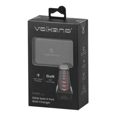 Volkano Summit Series 120W GaN 6-port USB Wall Charger VK-8066-BK