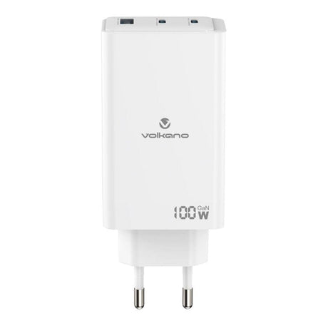 Volkano WattPro Series Triple Port 100W GanN Wall Charger White VK-8068-WT