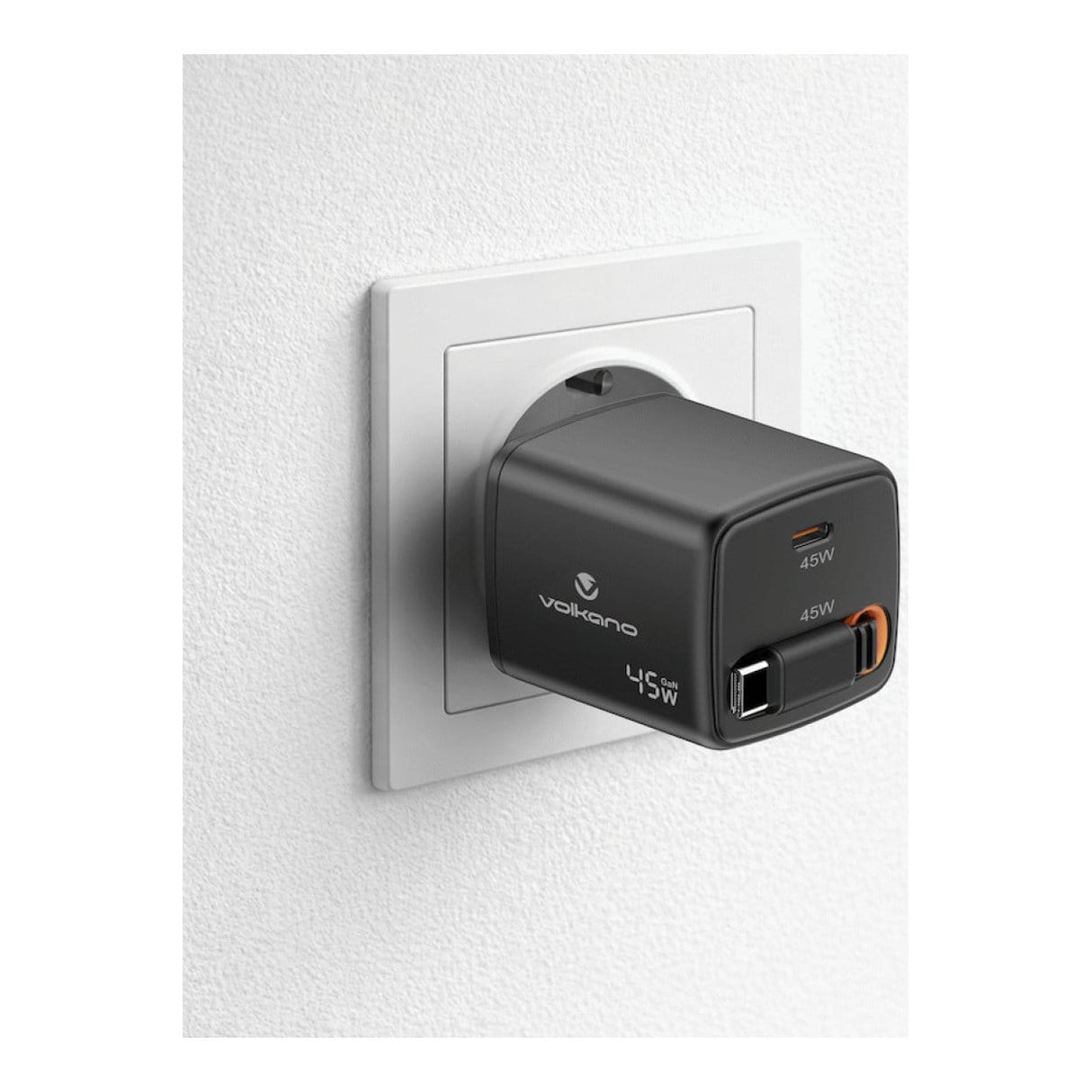 Volkano Sleek Series 45W Type-C Fast Charging Adapter Black VK-8082-BK