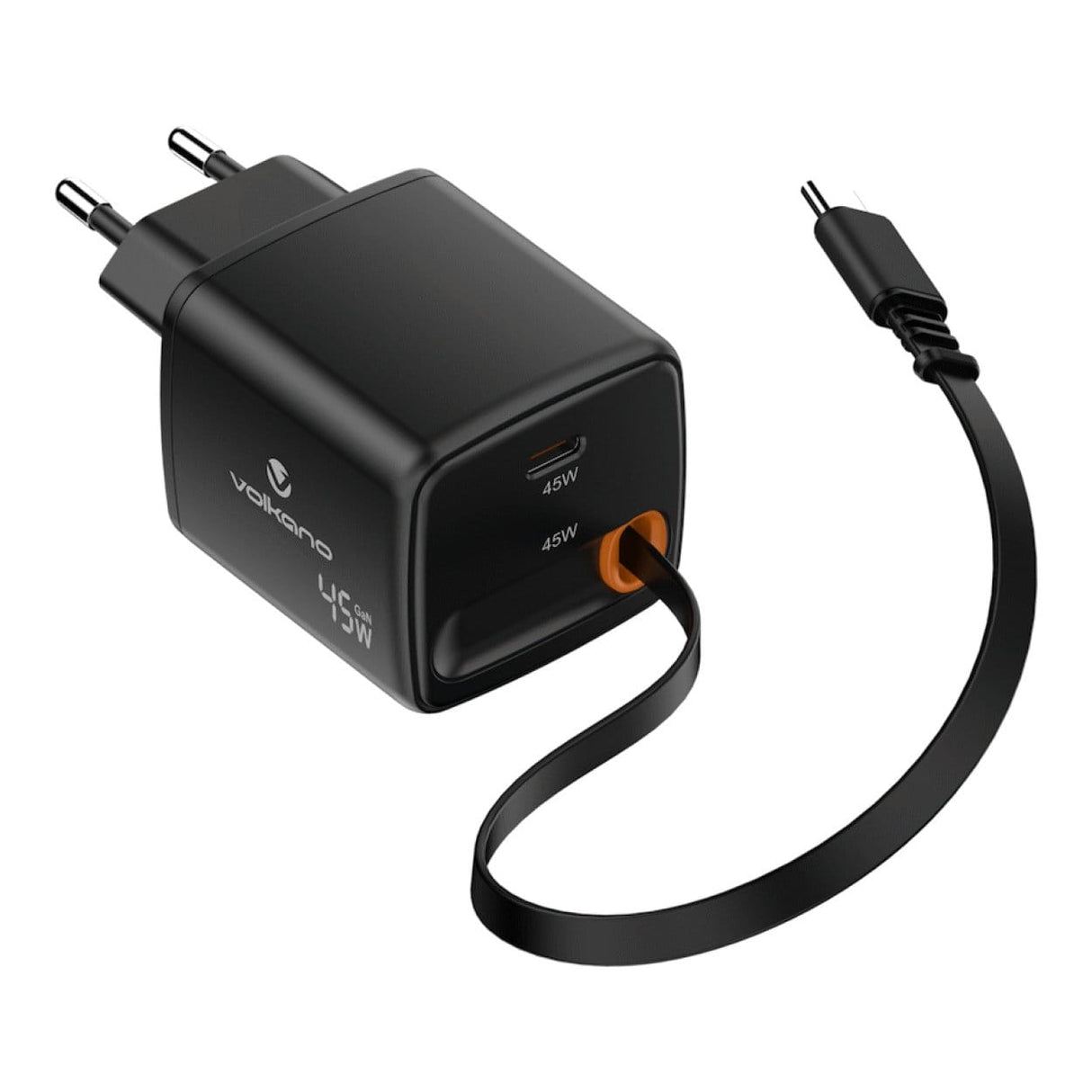Volkano Sleek Series 45W Type-C Fast Charging Adapter Black VK-8082-BK