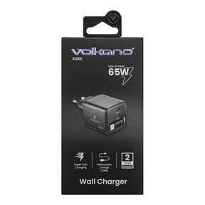 Volkano Sleek Series 65W Fast Wall Charger Black VK-8083-BK