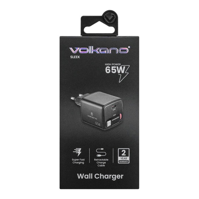 Volkano Sleek Series 65W Fast Wall Charger Black VK-8083-BK