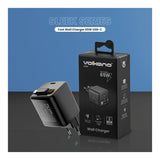 Volkano Sleek Series 65W GaN USB-C Fast Wall Charger with 75cm Retractable Cable Black VK-8083-BK(V1)