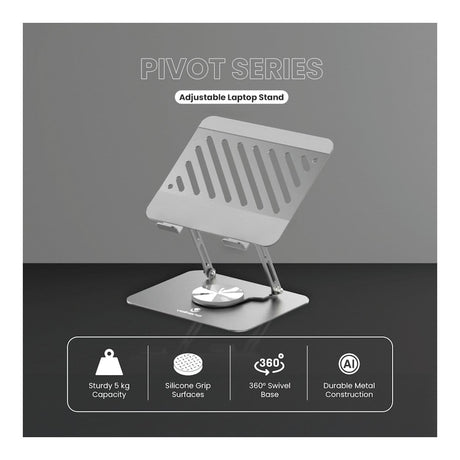 Volkano Pivot Series Aluminium Adjustable Notebook Stand VK-8149-SL