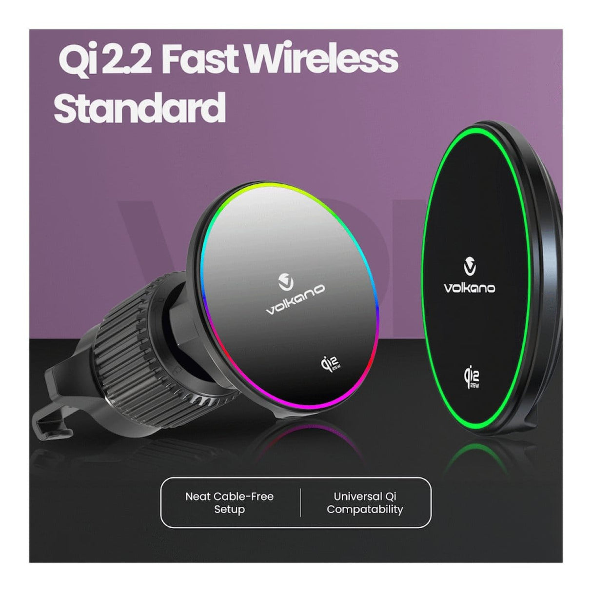Volkano Volt Series Qi2.2 Magnetic Car Vent Phone Holder Black VK-8204-BK