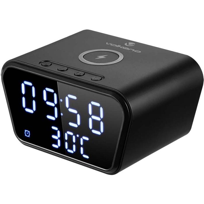 Volkano Awake Series Alarm Clock with Wireless Charging Black VK-8250-BK